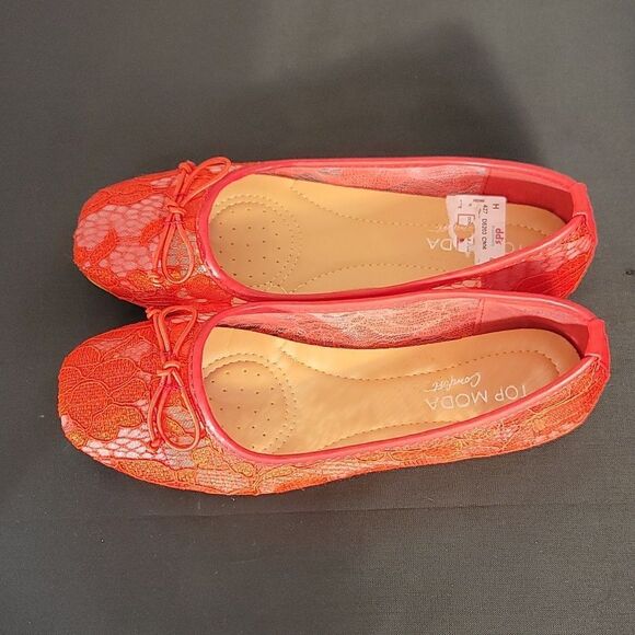 BRAND NEW TOP MODA ANNETTE-1 LACE BOWNOT SLIP-ON STYLE FLAT - Picture 13 of 16